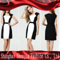 2014 latest dress designs photos white and black colour party dress new style ladies office wear